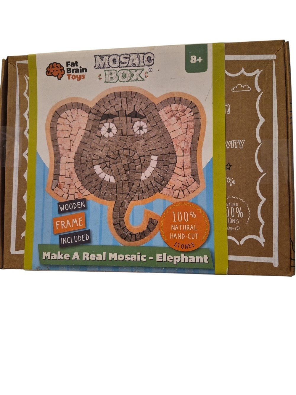 NWT-Fat Brain Toys "Make A Rea Mosaic Box - Elephant" Kit in Brown & Pink